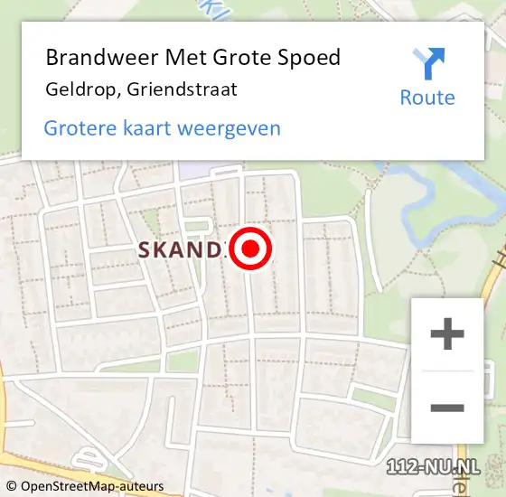 Locatie op kaart van de 112 melding: Brandweer Met Grote Spoed Naar Geldrop, Griendstraat op 31 augustus 2024 13:08