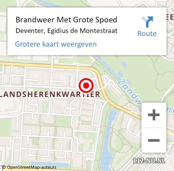 Locatie op kaart van de 112 melding: Brandweer Met Grote Spoed Naar Deventer, Egidius de Montestraat op 31 augustus 2024 13:09