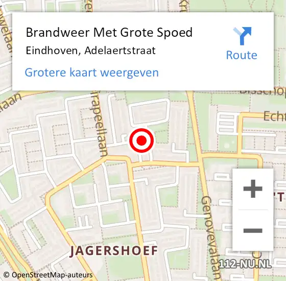 Locatie op kaart van de 112 melding: Brandweer Met Grote Spoed Naar Eindhoven, Adelaertstraat op 31 augustus 2024 13:11