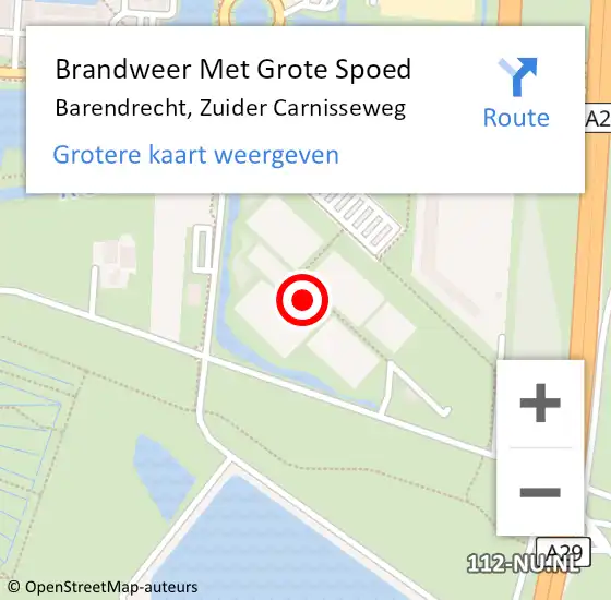 Locatie op kaart van de 112 melding: Brandweer Met Grote Spoed Naar Barendrecht, Zuider Carnisseweg op 31 augustus 2024 13:15