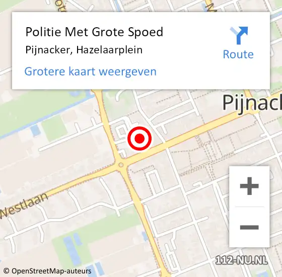 Locatie op kaart van de 112 melding: Politie Met Grote Spoed Naar Pijnacker, Hazelaarplein op 31 augustus 2024 13:17