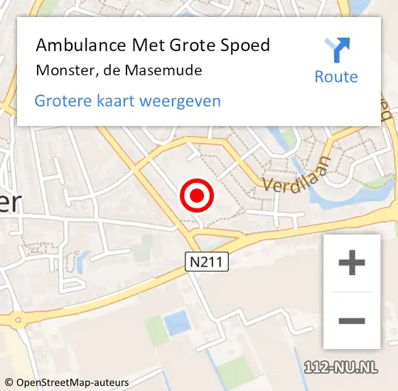 Locatie op kaart van de 112 melding: Ambulance Met Grote Spoed Naar Monster, de Masemude op 31 augustus 2024 13:23