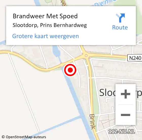 Locatie op kaart van de 112 melding: Brandweer Met Spoed Naar Slootdorp, Prins Bernhardweg op 31 augustus 2024 13:26