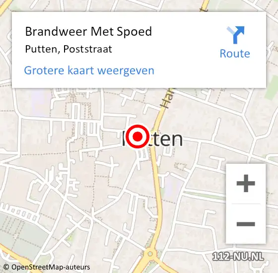 Locatie op kaart van de 112 melding: Brandweer Met Spoed Naar Putten, Poststraat op 31 augustus 2024 13:29