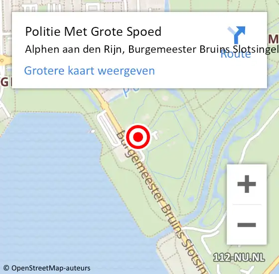 Locatie op kaart van de 112 melding: Politie Met Grote Spoed Naar Alphen aan den Rijn, Burgemeester Bruins Slotsingel op 31 augustus 2024 13:29