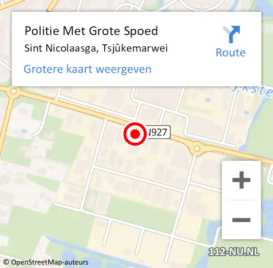 Locatie op kaart van de 112 melding: Politie Met Grote Spoed Naar Sint Nicolaasga, Tsjûkemarwei op 31 augustus 2024 14:12