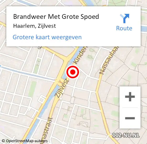 Locatie op kaart van de 112 melding: Brandweer Met Grote Spoed Naar Haarlem, Zijlvest op 31 augustus 2024 14:16