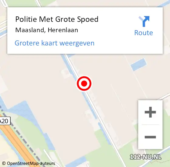 Locatie op kaart van de 112 melding: Politie Met Grote Spoed Naar Maasland, Herenlaan op 31 augustus 2024 14:17