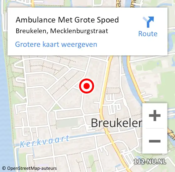 Locatie op kaart van de 112 melding: Ambulance Met Grote Spoed Naar Breukelen, Mecklenburgstraat op 18 oktober 2014 13:01