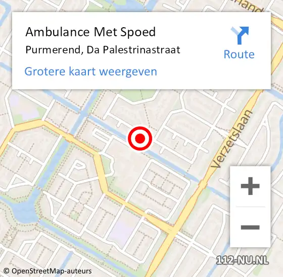 Locatie op kaart van de 112 melding: Ambulance Met Spoed Naar Purmerend, Da Palestrinastraat op 31 augustus 2024 14:27