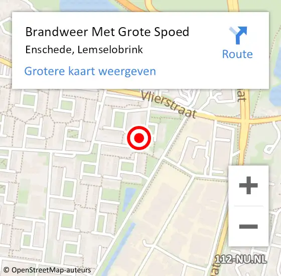 Locatie op kaart van de 112 melding: Brandweer Met Grote Spoed Naar Enschede, Lemselobrink op 31 augustus 2024 14:32