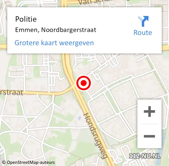 Locatie op kaart van de 112 melding: Politie Emmen, Noordbargerstraat op 31 augustus 2024 14:34