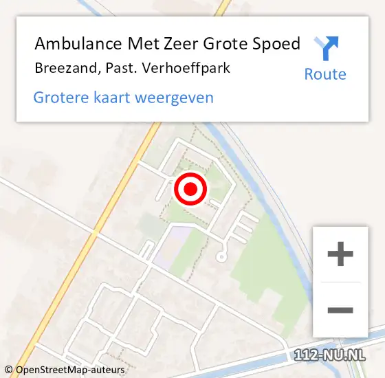 Locatie op kaart van de 112 melding: Ambulance Met Zeer Grote Spoed Naar Breezand, Past. Verhoeffpark op 31 augustus 2024 14:36