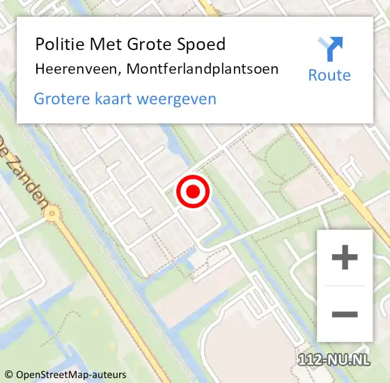 Locatie op kaart van de 112 melding: Politie Met Grote Spoed Naar Heerenveen, Montferlandplantsoen op 31 augustus 2024 14:52