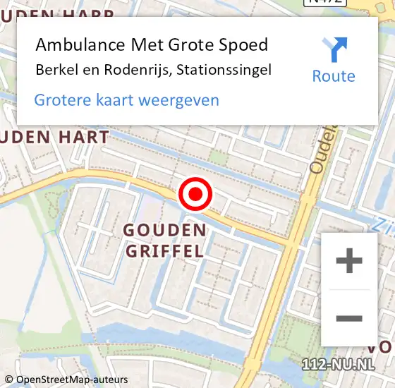 Locatie op kaart van de 112 melding: Ambulance Met Grote Spoed Naar Berkel en Rodenrijs, Stationssingel op 31 augustus 2024 14:53