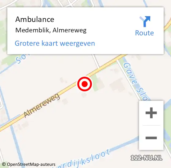 Locatie op kaart van de 112 melding: Ambulance Medemblik, Almereweg op 31 augustus 2024 14:58