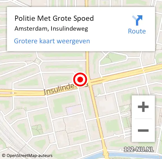 Locatie op kaart van de 112 melding: Politie Met Grote Spoed Naar Amsterdam, Insulindeweg op 31 augustus 2024 15:02