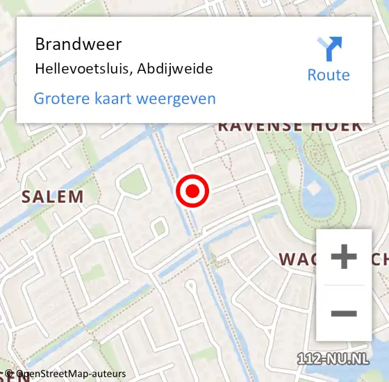 Locatie op kaart van de 112 melding: Brandweer Hellevoetsluis, Abdijweide op 31 augustus 2024 15:08