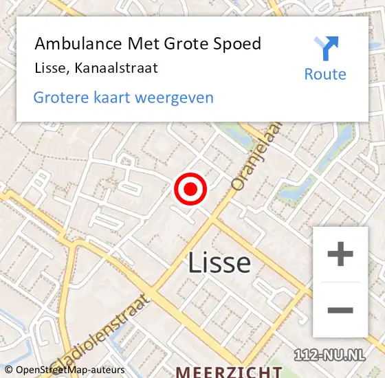 Locatie op kaart van de 112 melding: Ambulance Met Grote Spoed Naar Lisse, Kanaalstraat op 31 augustus 2024 15:14