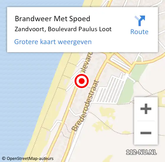 Locatie op kaart van de 112 melding: Brandweer Met Spoed Naar Zandvoort, Boulevard Paulus Loot op 31 augustus 2024 15:17