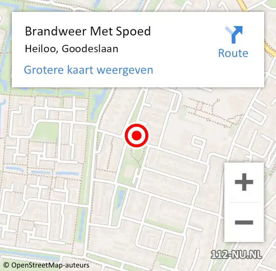 Locatie op kaart van de 112 melding: Brandweer Met Spoed Naar Heiloo, Goodeslaan op 31 augustus 2024 15:19