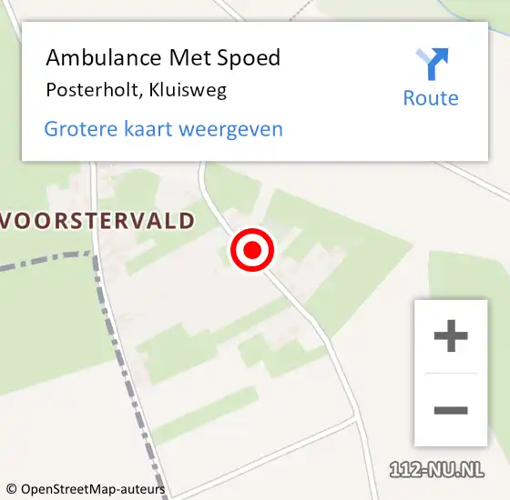 Locatie op kaart van de 112 melding: Ambulance Met Spoed Naar Posterholt, Kluisweg op 31 augustus 2024 15:24