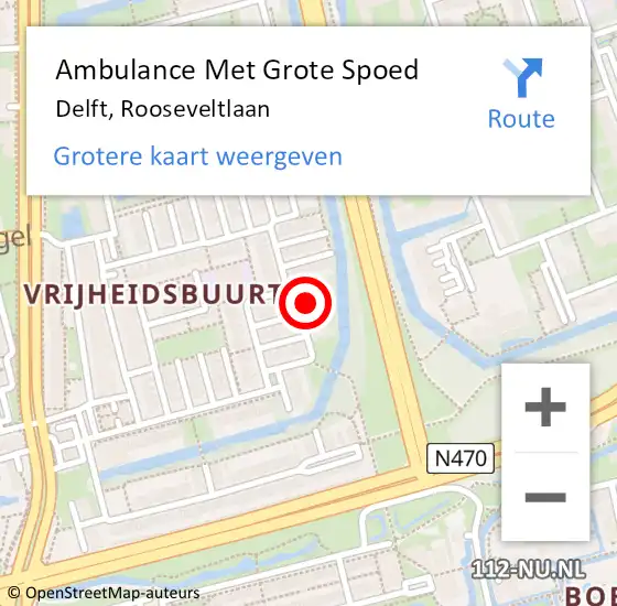 Locatie op kaart van de 112 melding: Ambulance Met Grote Spoed Naar Delft, Rooseveltlaan op 31 augustus 2024 15:25