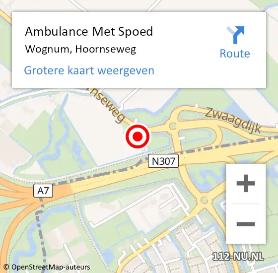 Locatie op kaart van de 112 melding: Ambulance Met Spoed Naar Wognum, Hoornseweg op 31 augustus 2024 15:28