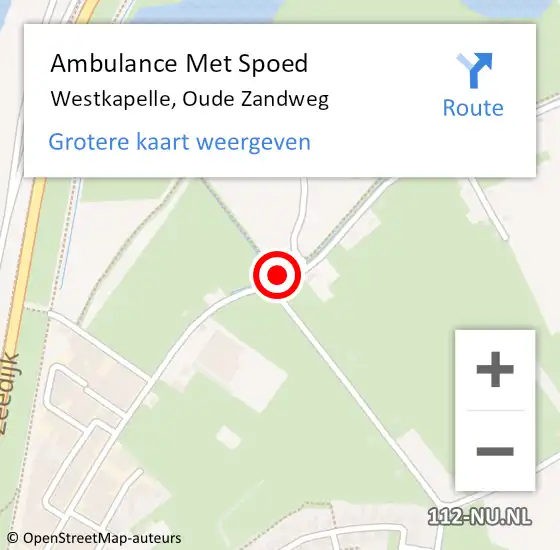 Locatie op kaart van de 112 melding: Ambulance Met Spoed Naar Westkapelle, Oude Zandweg op 18 oktober 2014 13:09