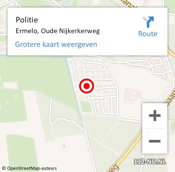 Locatie op kaart van de 112 melding: Politie Ermelo, Oude Nijkerkerweg op 31 augustus 2024 15:35