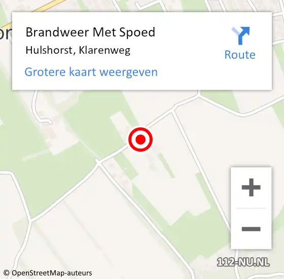 Locatie op kaart van de 112 melding: Brandweer Met Spoed Naar Hulshorst, Klarenweg op 31 augustus 2024 15:48