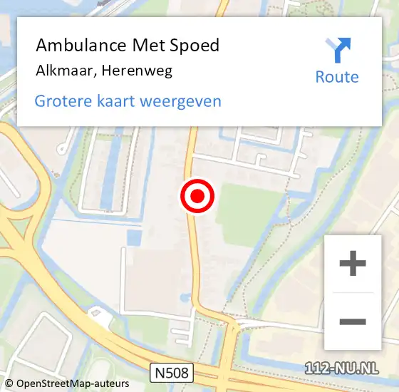 Locatie op kaart van de 112 melding: Ambulance Met Spoed Naar Alkmaar, Herenweg op 31 augustus 2024 15:52