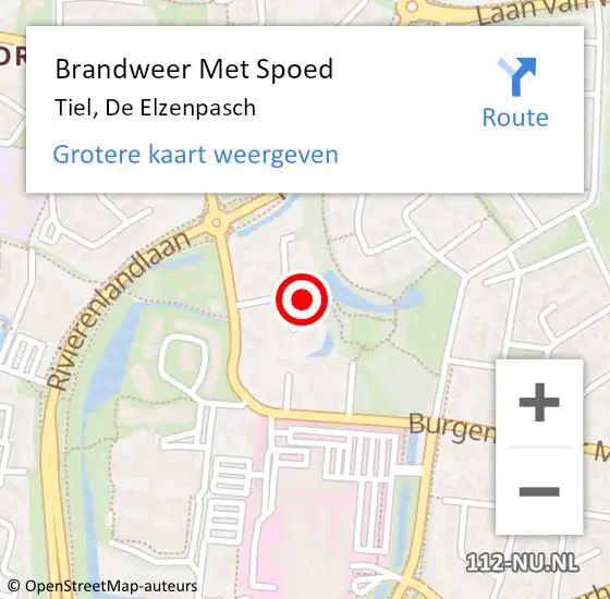 Locatie op kaart van de 112 melding: Brandweer Met Spoed Naar Tiel, De Elzenpasch op 31 augustus 2024 15:56