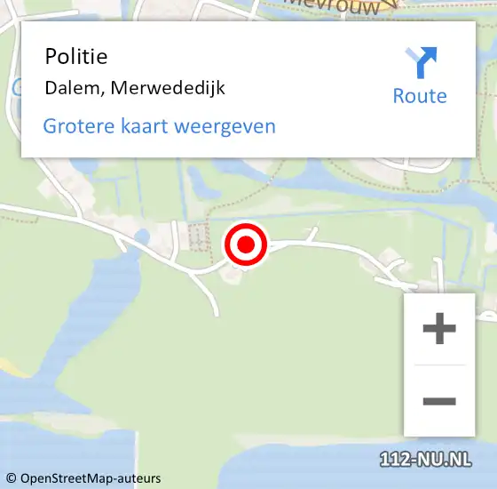 Locatie op kaart van de 112 melding: Politie Dalem, Merwededijk op 31 augustus 2024 15:58