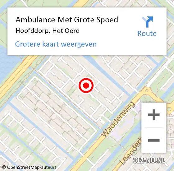 Locatie op kaart van de 112 melding: Ambulance Met Grote Spoed Naar Hoofddorp, Het Oerd op 31 augustus 2024 16:15