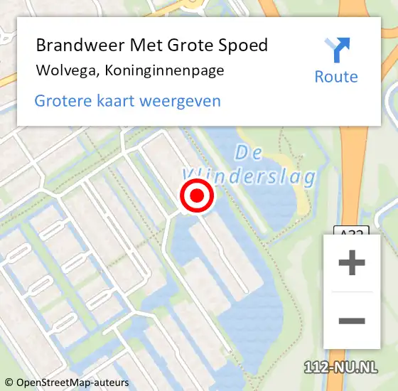 Locatie op kaart van de 112 melding: Brandweer Met Grote Spoed Naar Wolvega, Koninginnenpage op 31 augustus 2024 16:21