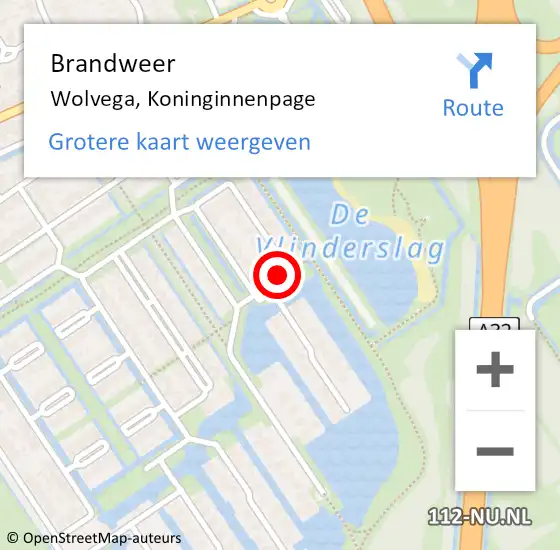 Locatie op kaart van de 112 melding: Brandweer Wolvega, Koninginnenpage op 31 augustus 2024 16:24