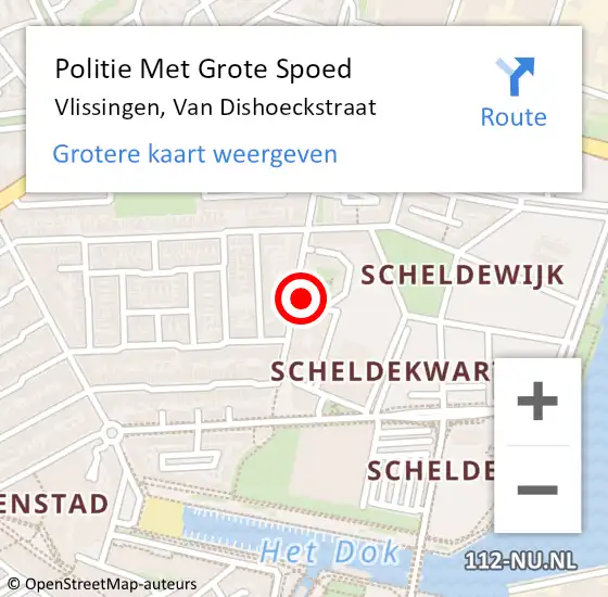 Locatie op kaart van de 112 melding: Politie Met Grote Spoed Naar Vlissingen, Van Dishoeckstraat op 31 augustus 2024 16:29