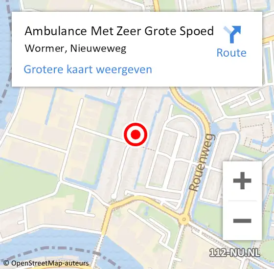 Locatie op kaart van de 112 melding: Ambulance Met Zeer Grote Spoed Naar Wormer, Nieuweweg op 31 augustus 2024 16:31