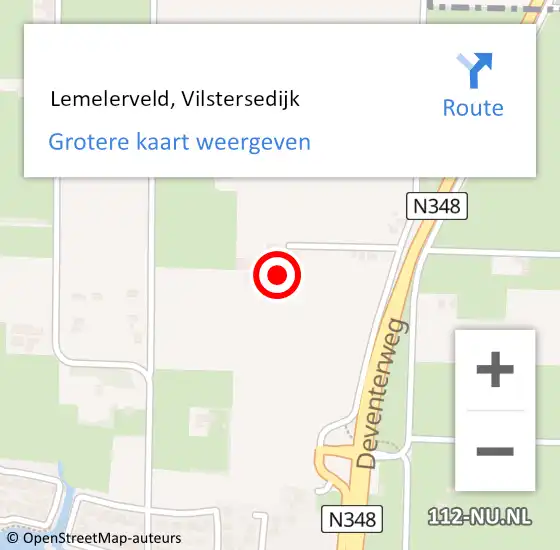 Locatie op kaart van de 112 melding:  Lemelerveld, Vilstersedijk op 18 oktober 2014 13:21