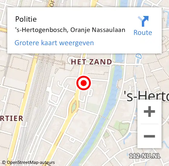 Locatie op kaart van de 112 melding: Politie 's-Hertogenbosch, Oranje Nassaulaan op 31 augustus 2024 16:41