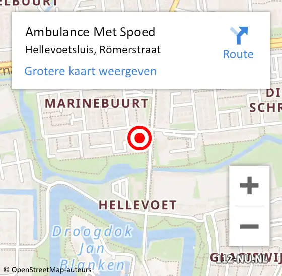 Locatie op kaart van de 112 melding: Ambulance Met Spoed Naar Hellevoetsluis, Römerstraat op 31 augustus 2024 16:43