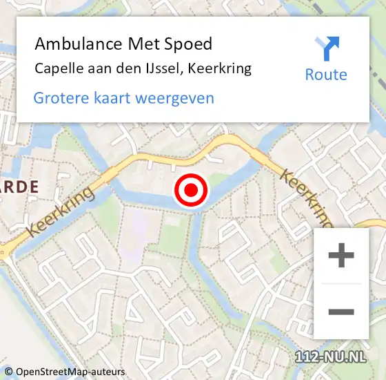 Locatie op kaart van de 112 melding: Ambulance Met Spoed Naar Capelle aan den IJssel, Keerkring op 31 augustus 2024 16:45