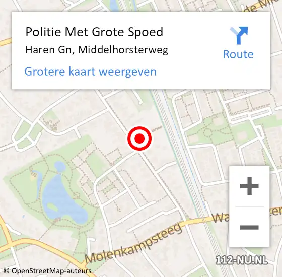 Locatie op kaart van de 112 melding: Politie Met Grote Spoed Naar Haren Gn, Middelhorsterweg op 31 augustus 2024 16:53