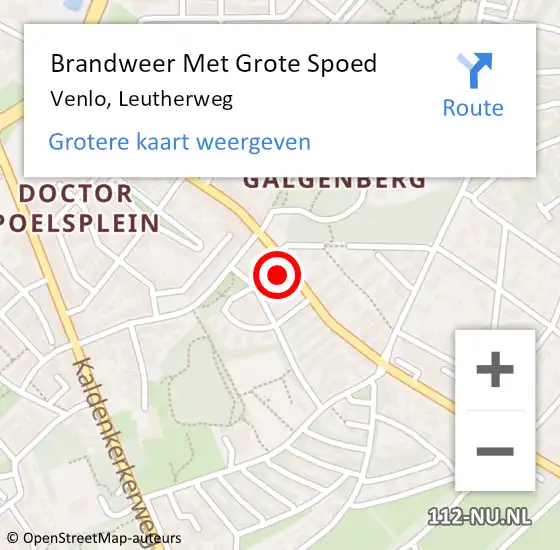 Locatie op kaart van de 112 melding: Brandweer Met Grote Spoed Naar Venlo, Leutherweg op 31 augustus 2024 16:56