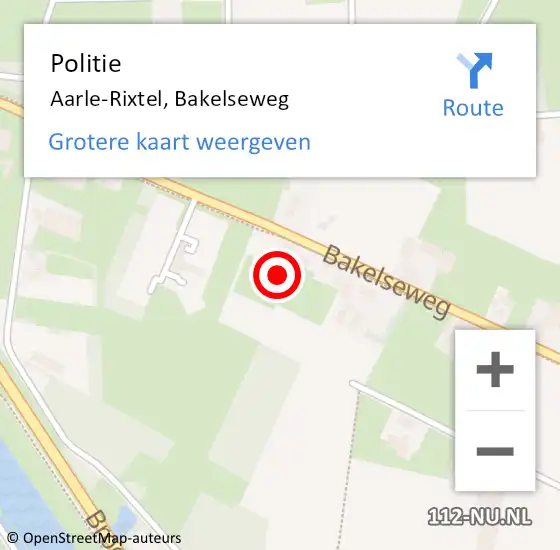 Locatie op kaart van de 112 melding: Politie Aarle-Rixtel, Bakelseweg op 31 augustus 2024 17:27