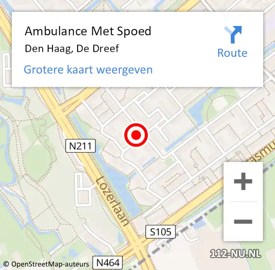 Locatie op kaart van de 112 melding: Ambulance Met Spoed Naar Den Haag, De Dreef op 31 augustus 2024 17:29