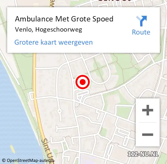 Locatie op kaart van de 112 melding: Ambulance Met Grote Spoed Naar Venlo, Hogeschoorweg op 31 augustus 2024 17:37