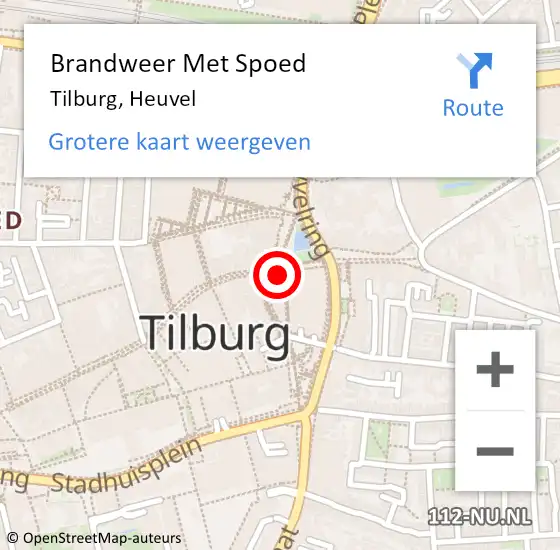 Locatie op kaart van de 112 melding: Brandweer Met Spoed Naar Tilburg, Heuvel op 31 augustus 2024 17:46