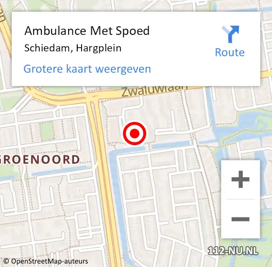 Locatie op kaart van de 112 melding: Ambulance Met Spoed Naar Schiedam, Hargplein op 31 augustus 2024 17:47